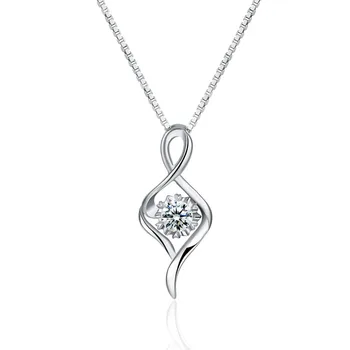 

100% 925 Sterling Silver Necklace Pendant Women Original Simple Hollow Classic Gift For Girl Jewelry Invisible Chain Necklace