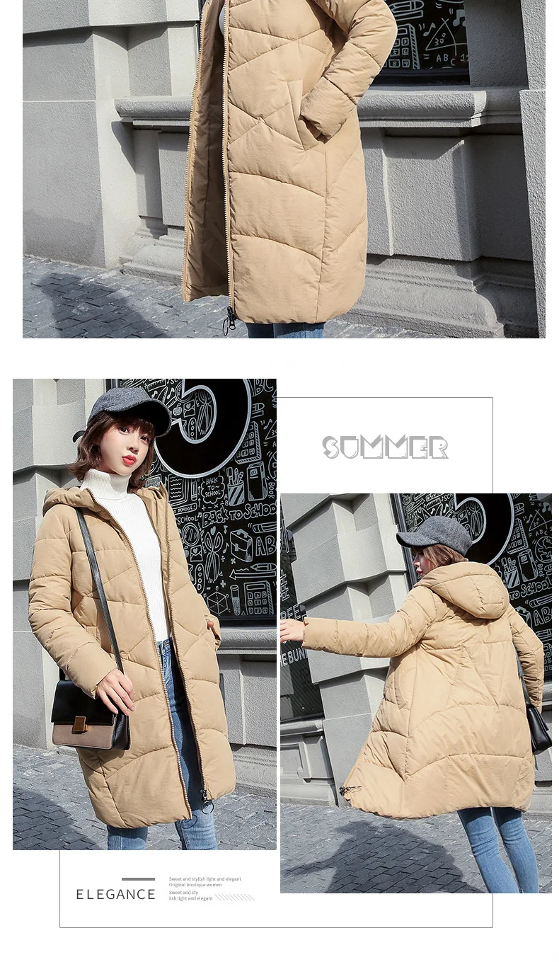Winter Jacket Women Long Solid Coats Hooded Jackets Cotton Padded Coat Women Zipper Winter Coat Long 2018 Thick Warm Clothing CH612 (4)