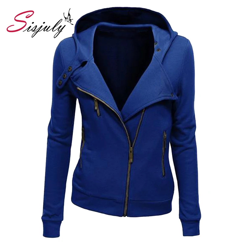 Sisjuly solid color hooded jacket long sleeve women's hoodies sweatshirts black zipper autumn winter outerwear coats fashion 