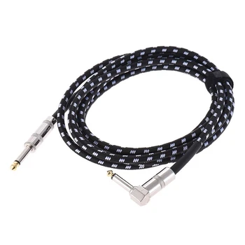 

3 Meters/10 Feet Electric Guitar Bass Musical Instrument Cable Cord 1/4 Inch Straight to Right Angle Plug Woven Jacket