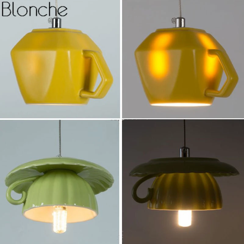 LED Tea Cup Bule Luzes Pingente, Hanglamp