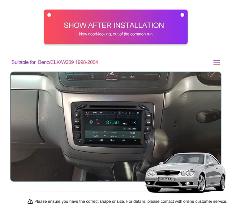 Cheap Isudar Car Multimedia player Android 9 2 Din GPS Autoradio For Mercedes/Benz/CLK/W209/W203/W208/W463/Vaneo/Viano/Vito FM DSP DVR 3
