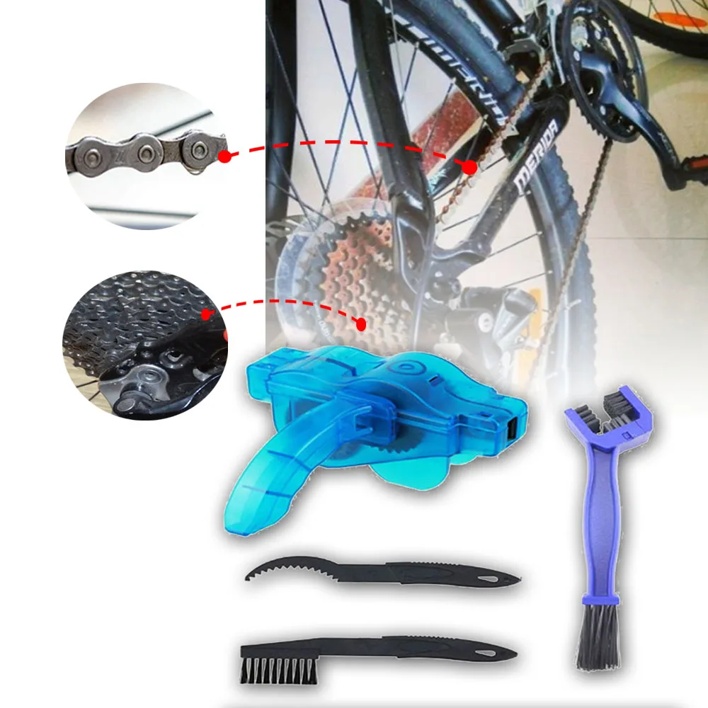 Sale 4 pcs/set Bicycle chain cleaner mountain bike cleaning wash chain device cleaner tool set 0