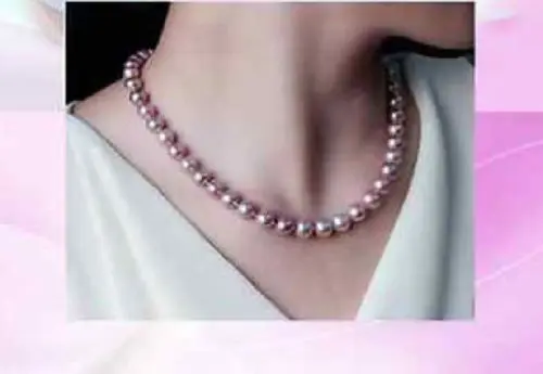 

Free Shipping >>>>>Noblest elegant 9-10 AAA round natural south sea lavender pearl necklace18 inch
