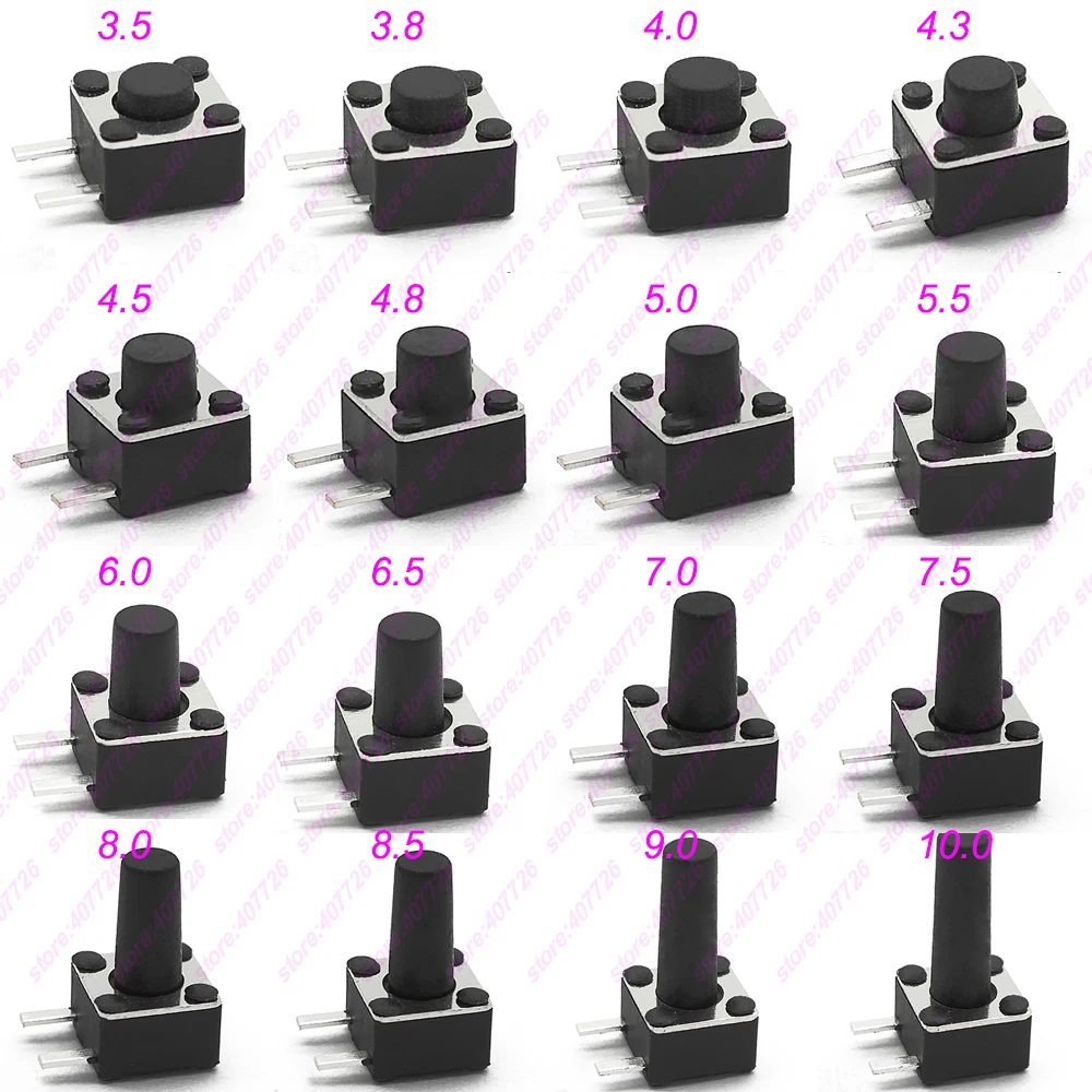 50pcs/lot 12V Momentary Push Button Kits Button Switch Tact switch 4