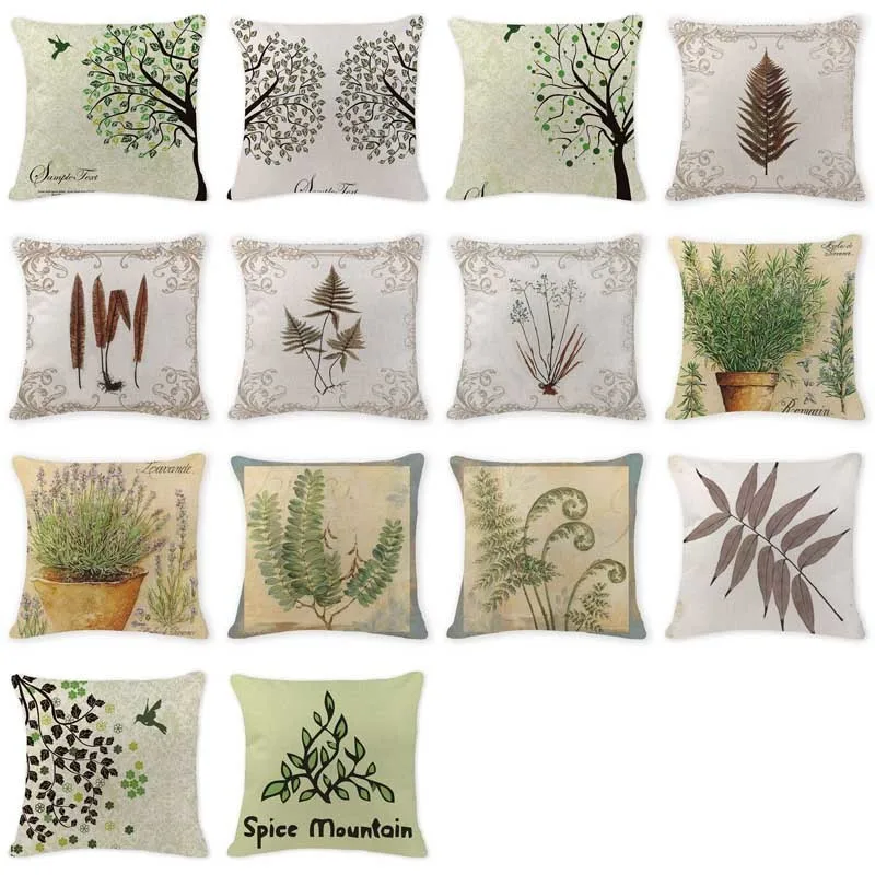 

Luxury Cushion Case Scandinavian Leaves Pillow Case Office Square Cotton Linen Car Home Decorative Feather Throw Pillow Covers