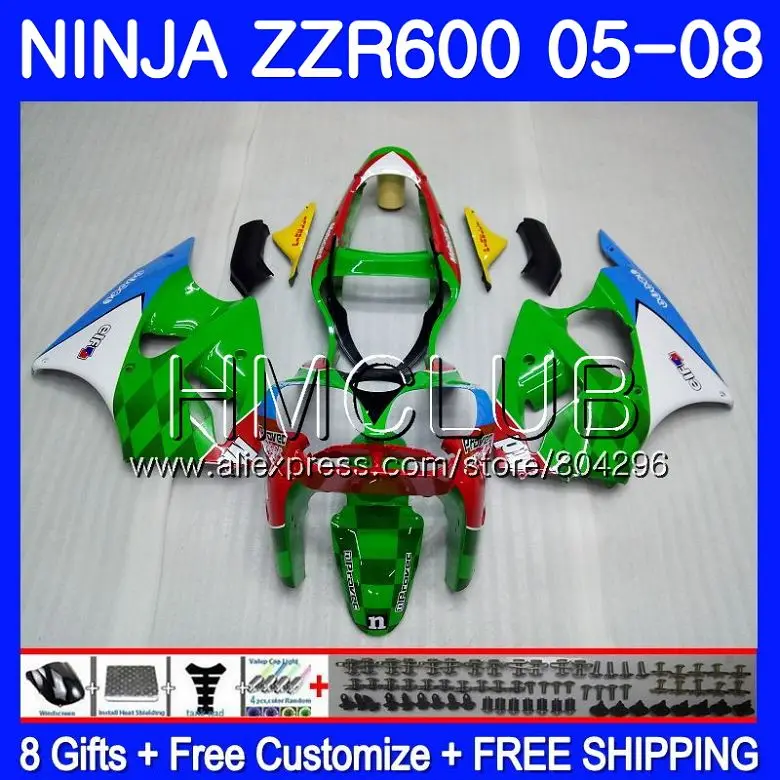 

Bodywork For KAWASAKI NINJA 600CC ZZR600 05 06 07 08 New green 34HM.24 ZX600CC ZZR-600 ZZR 600 2005 2006 2007 2008 Fairings
