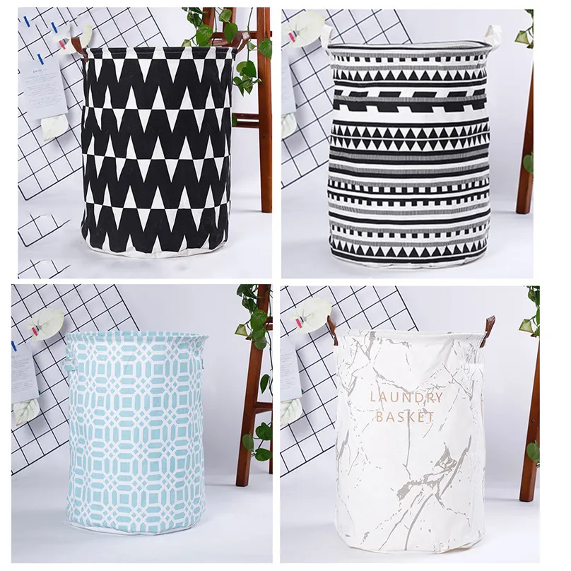 

Storage Basket Cotton Linen Waterproof PE Coating Sundries Toy Basket Storage Folding Storage Box &4m30