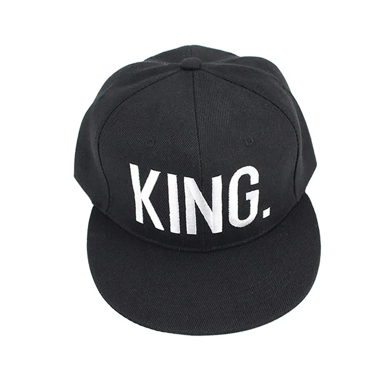 Хип-хоп спортивные шапки для мужчин и женщин бег Король Королева вышивка бейсболка индивидуальная пара кепки подарки - Цвет: Black King