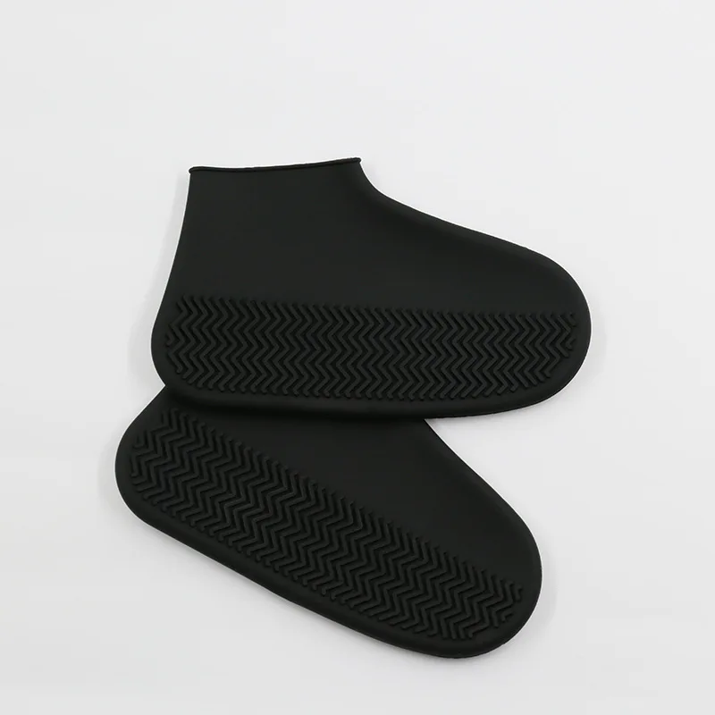 1 пара водонепроницаемых чехлов для обуви; нескользящие ботильоны на плоской подошве; Многоразовые галоши; силиконовая обувь для дождливой погоды - Цвет: Черный