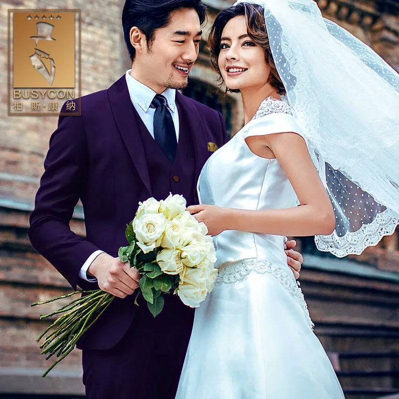 3 шт. мужской однобортный пиджак в итальянском стиле|suit heart|wedding dresses suitswedding bridal suit |