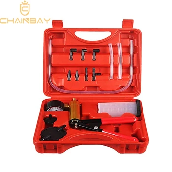 

Hand Held Vacuum Pump Tester Set Vacuum Gauge and Brake Bleeder Kit For Automotive With Adapters, Case
