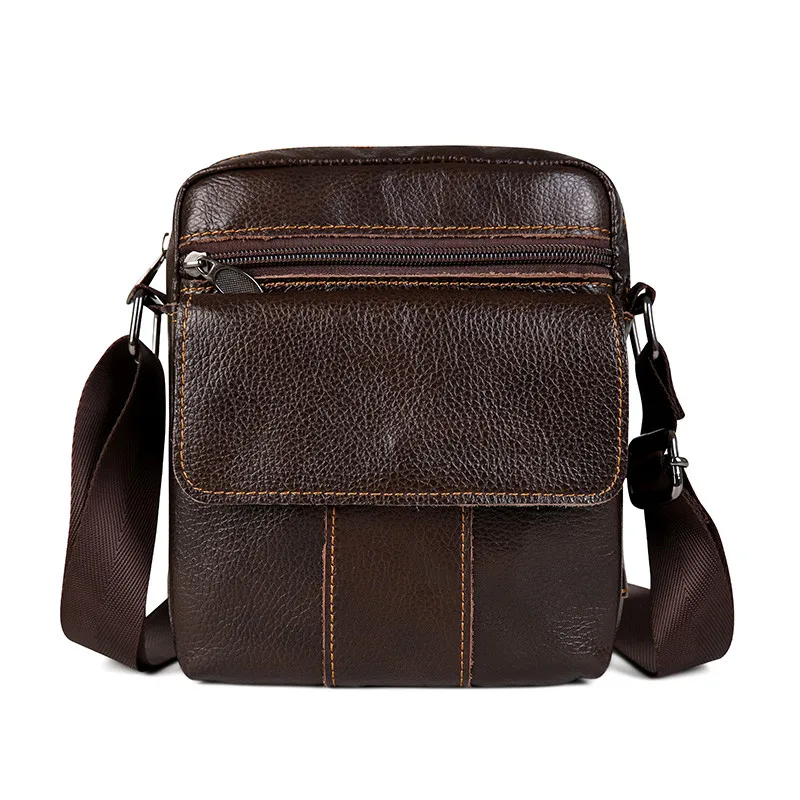 HUANILAI, мужская сумка, натуральная кожа, сумки на плечо, Воловья кожа, сумки через плечо, Ретро стиль, многофункциональные сумки TY002 - Цвет: BROWN  A