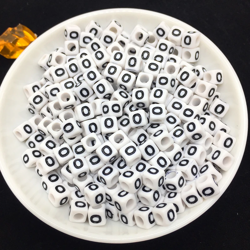 100 шт 6 мм квадратные 26 Алфавит/буквы и круглые 10 цифровых бусин Подвески браслет ожерелье для самостоятельного изготовления ювелирных изделий Аксессуары - Цвет: O