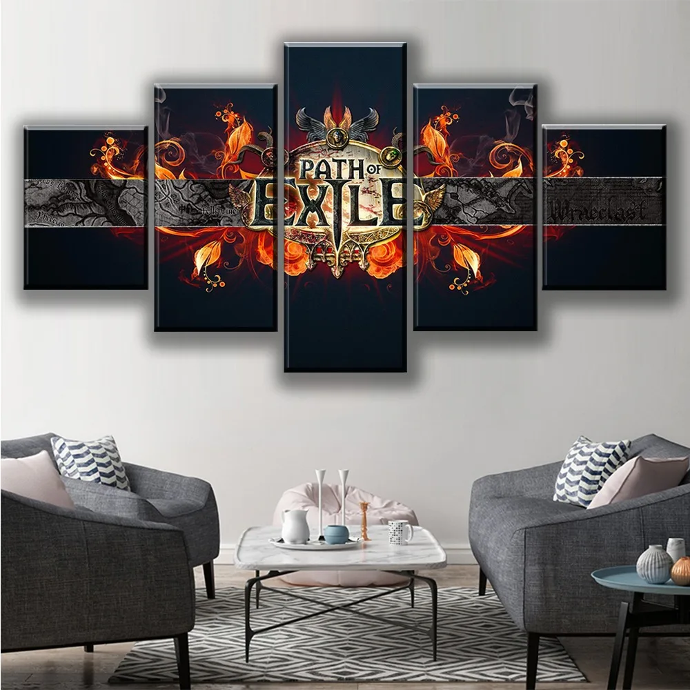 

Canvas Printed Poster Wall Art 5 Pieces Path of Exile Games Paintings Dark Style Pictures Living Room Decor Modular Frameworks