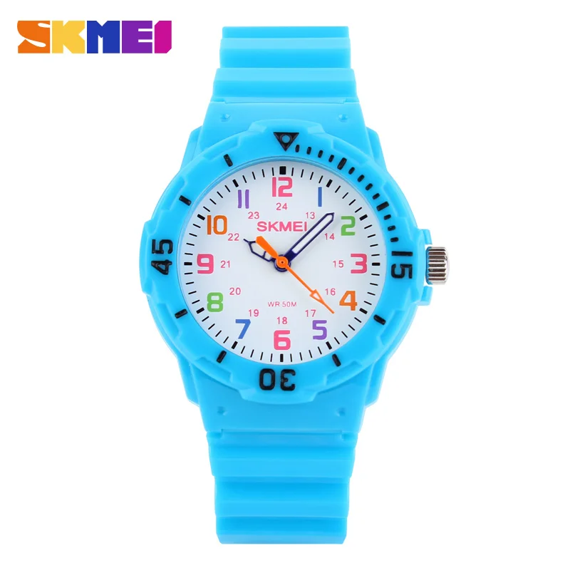SKMEI Модные Повседневные детские часы 50 м водонепроницаемые кварцевые наручные часы желе детские часы для мальчиков и девочек студенческие часы - Цвет: bright blue