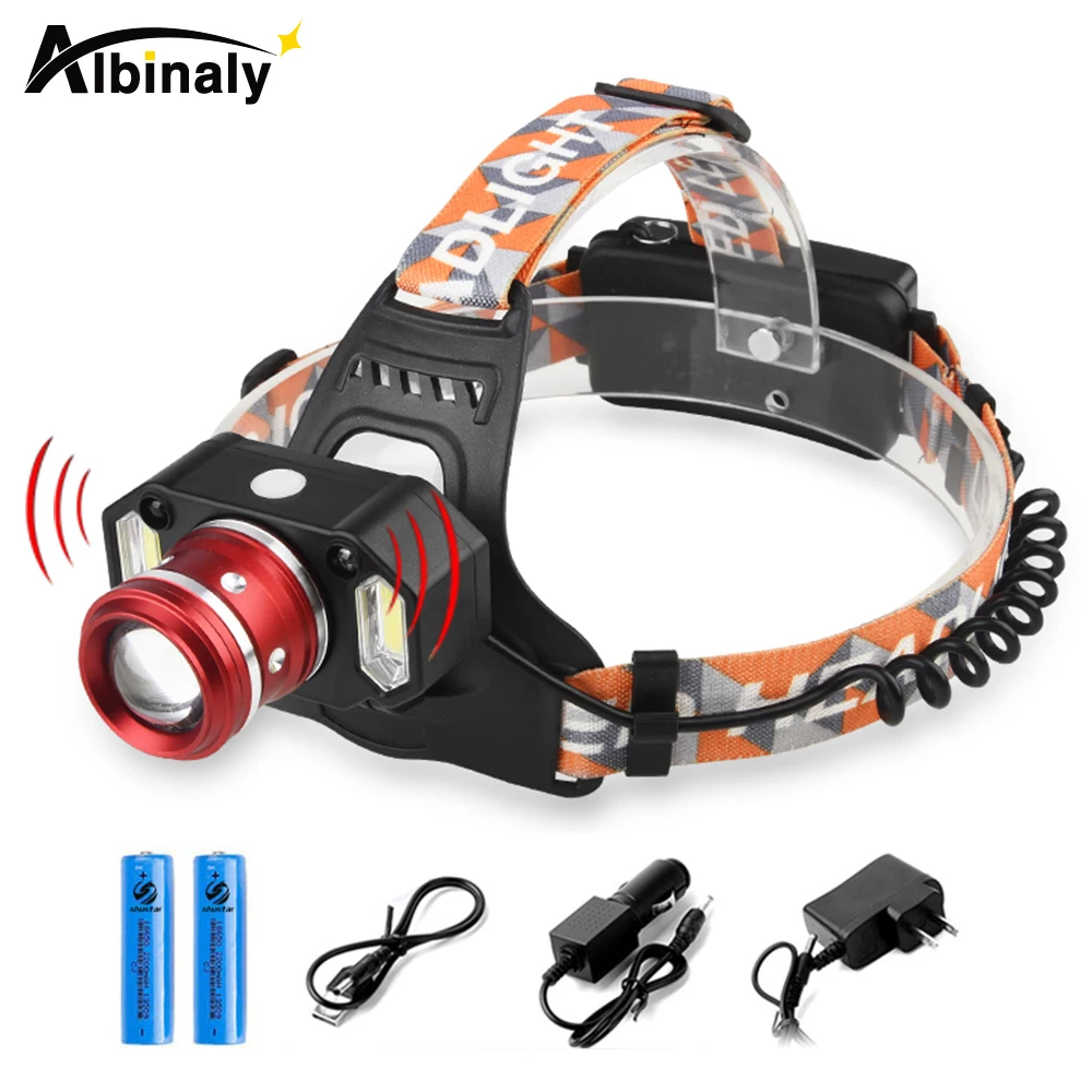 

Bright Body Motion Sensor Led headlamp waterproof L2 headlamp zoomable headlight waterproof head lamp by 18650 batteries
