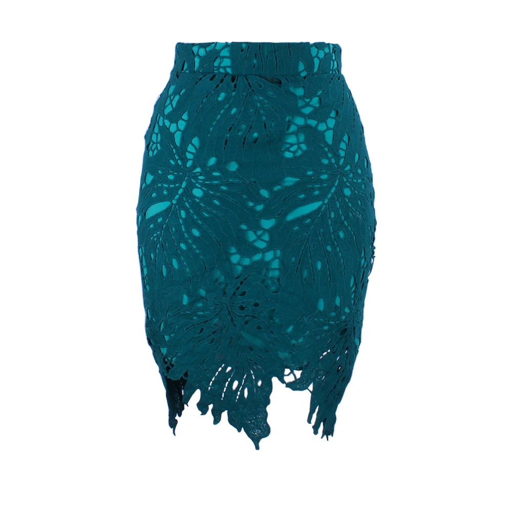 

leaf knee length sexy lace zipper bodycon office work wear lady pencil skirt summer lining free shipping skirt for women