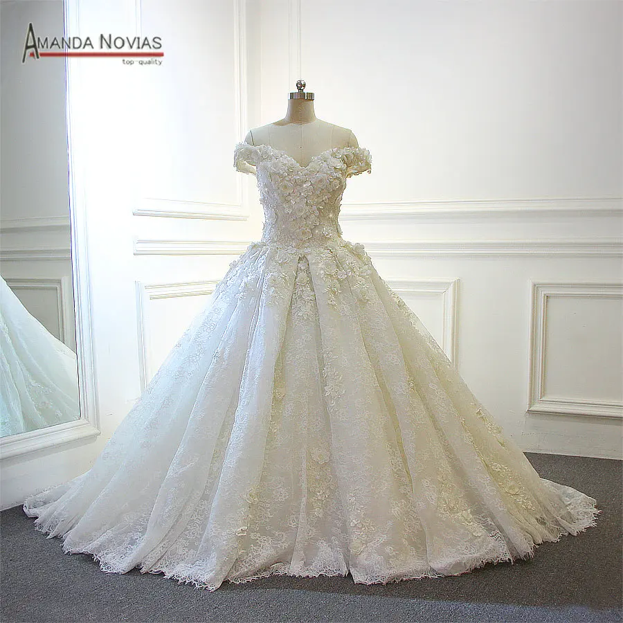 Off the Shoulder Flower Wedding Dress