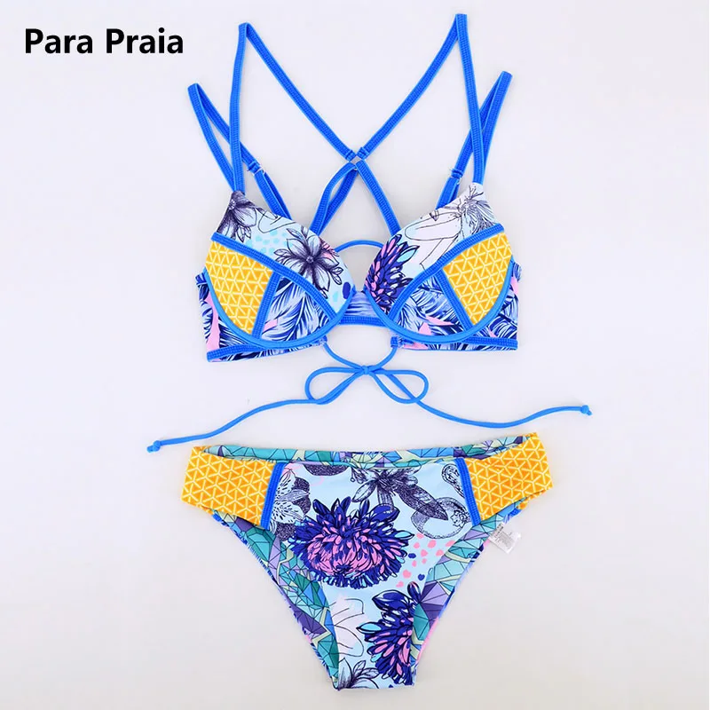 

New Vintage Reversible Brazilian Bikini Swimwear Women Swimsuit Bathing Suit Sexy Thong Bikini Floral Bikini Set Push Up Biquine