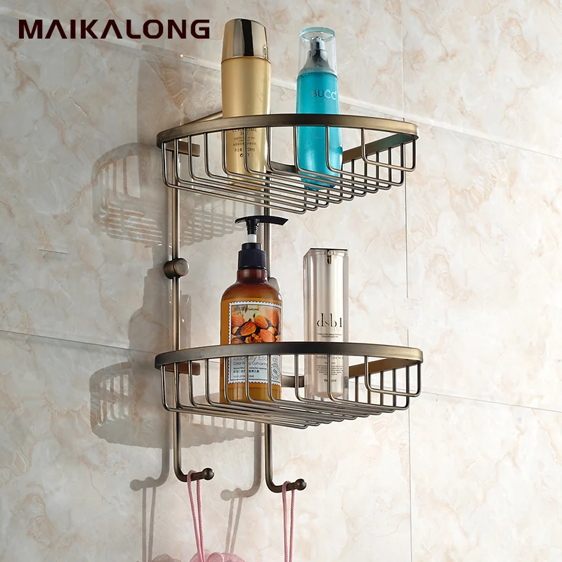 Wall Mounted chrome finish NEW Brass Bathroom Shower Shelf Basket