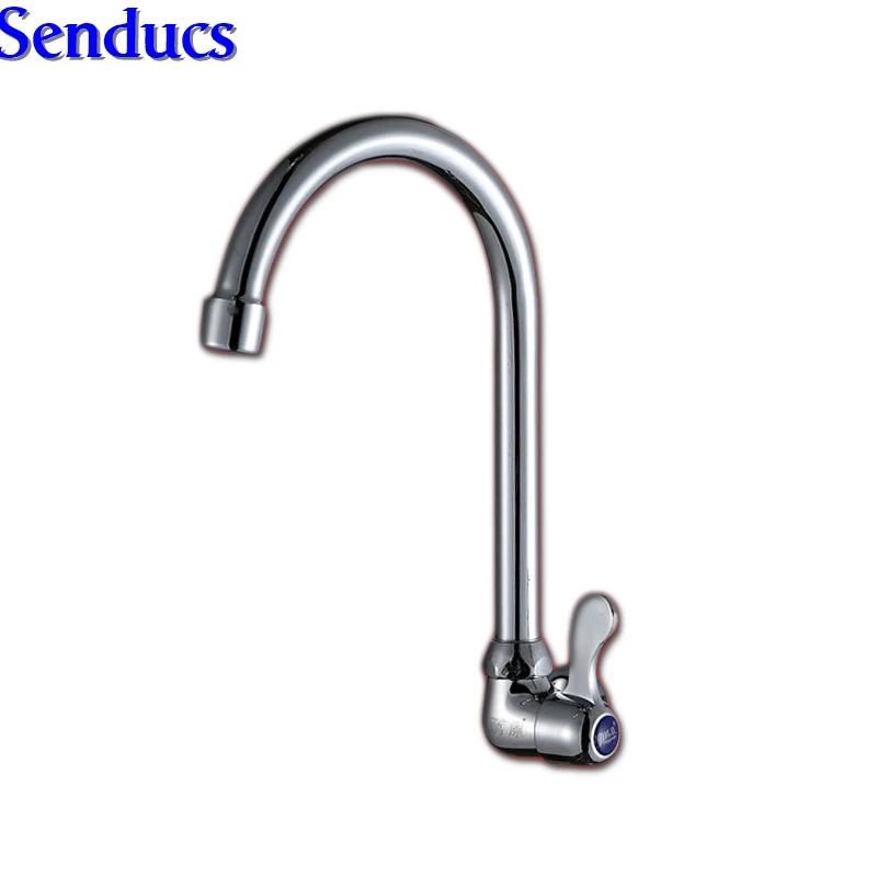 Free shipping Senducs single cold kitchen tap with deck mounted kitchen sink mixer tap of single