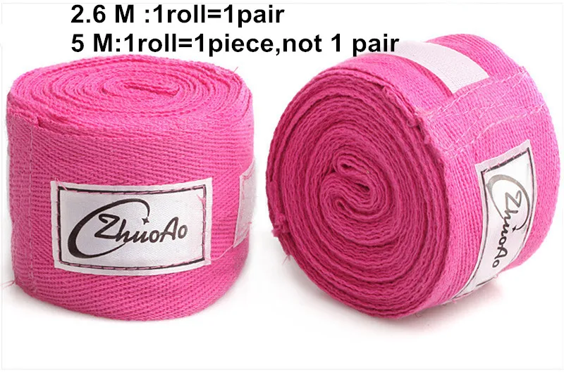 Cotton 2.6M 5M Boxing Wraps Hand Wraps gym Wrist Hand Bandage Boxing Gloves Sports Safety Wrist Support Band - Цвет: pink