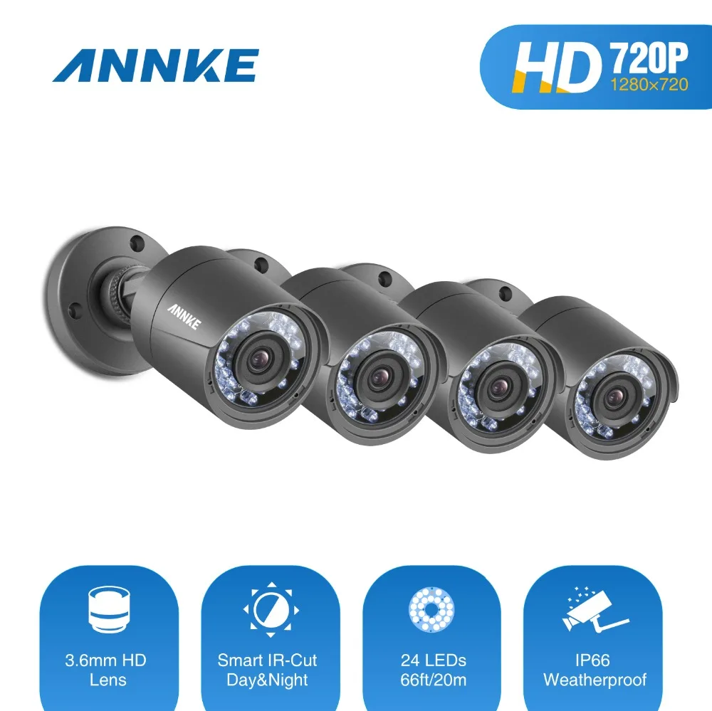 

ANNKE HD 720P TVI CCTV Security Camera 4 outdoor video surveillance cameras Indoor/Outdoor IR cut Night Vision CCTV system Kit