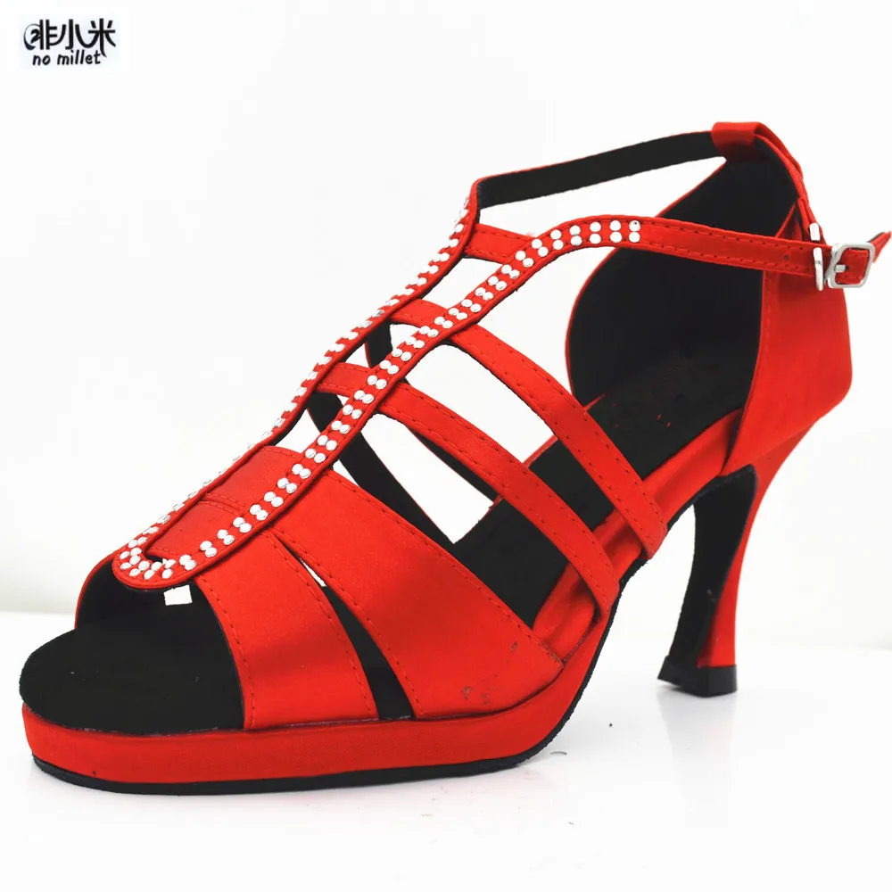 ESdance Women Latin Dance Shoes 9.5cm Dancing Shoe Red Waterproof Platform Ladies Ballroom | Спорт и развлечения