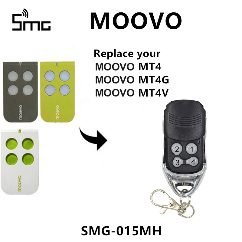 

1pcs MOOVO MT4 MT4G MT4V 433.92Mhz Garage Door Gate Remote Control Replacement Duplicator command garage rolling code