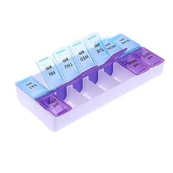

14/7 Grids 7 Days Weekly Pill Case Medicine Tablet Dispenser Organizer Pill Box Splitters Pill Storage Organizer Container
