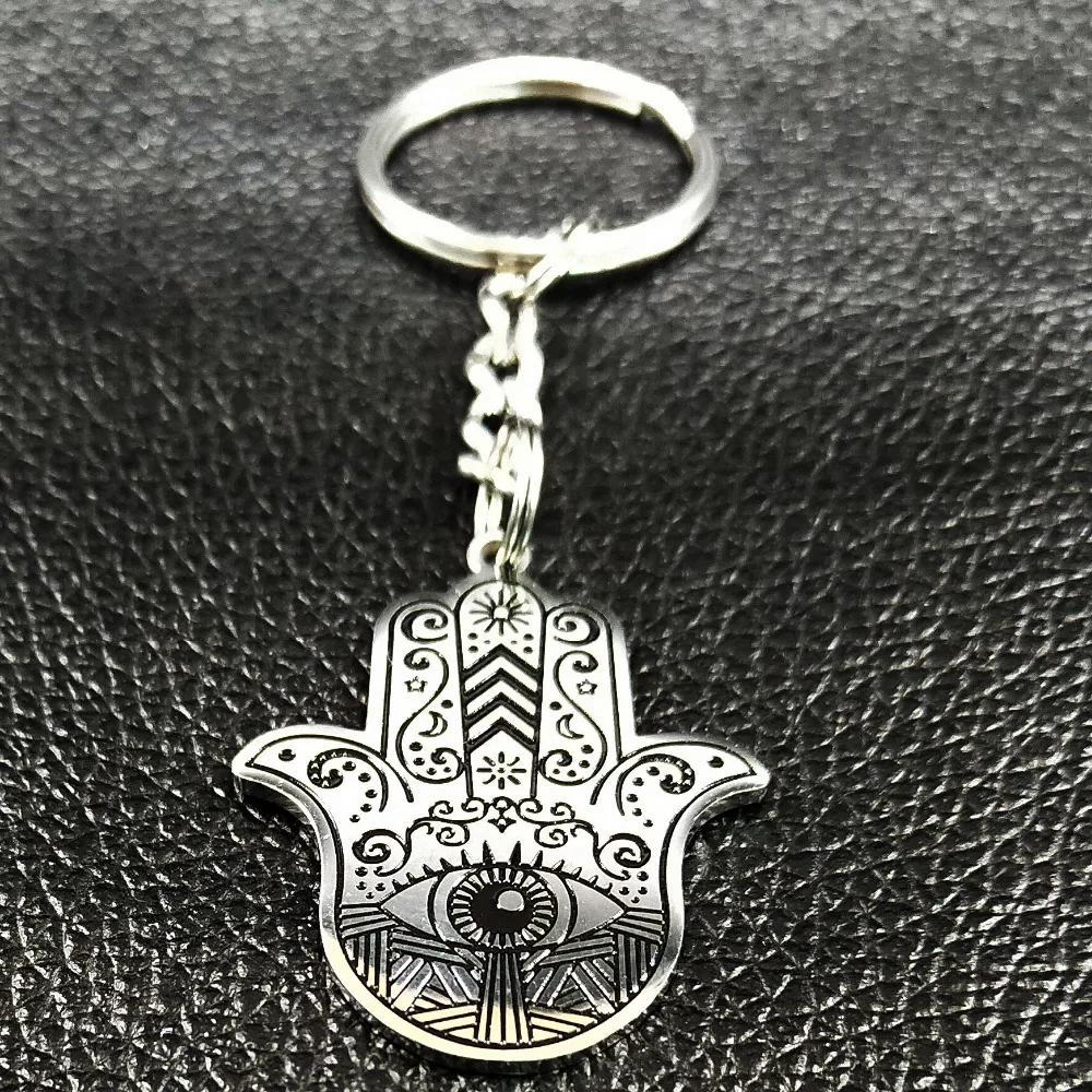 Hamsa Hand Stainless Steel Keychains for Men Hand of Fatima Car