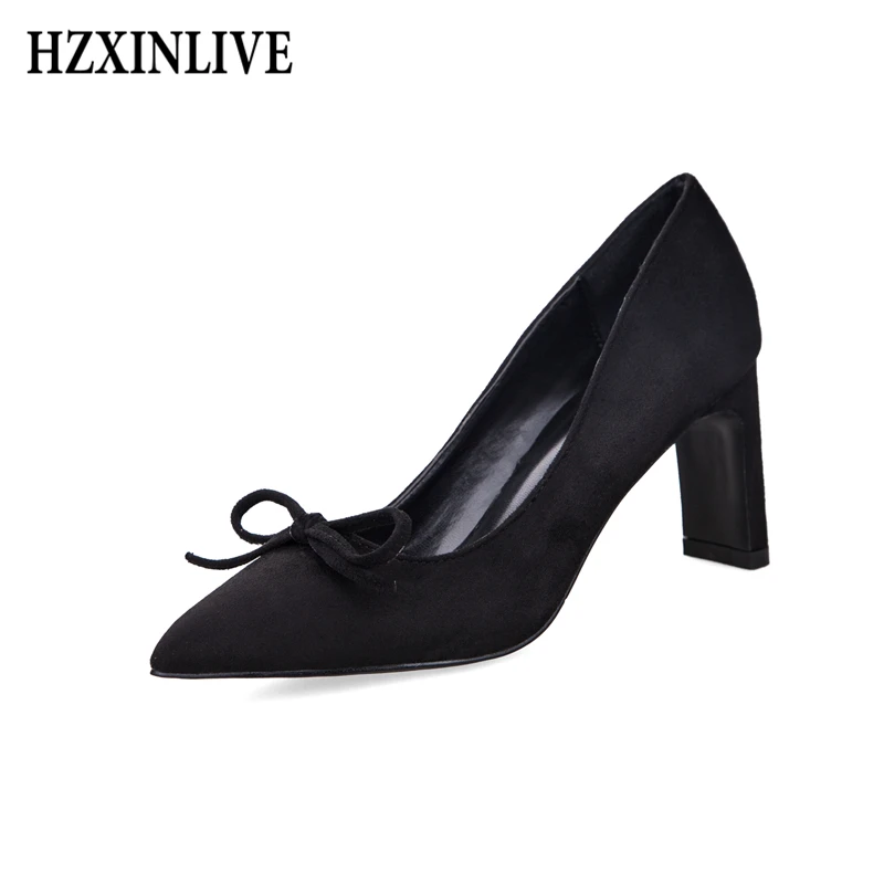 

HZXINLIVE Fashion Pumps Women's Shoes Sexy Bowknot High Heels Ladies Shoes Square Heels Platform Heels Luxury Women Shoes
