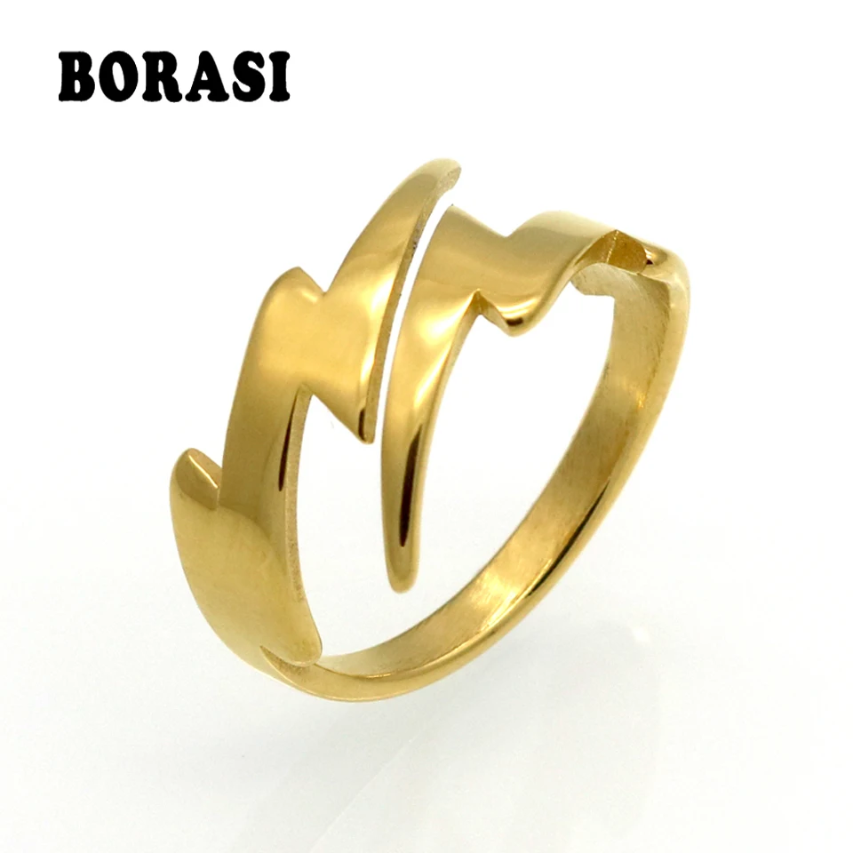 

BORASI 2019 New Tiny Modern Jewelry Vintage Lightning Ring For Women Elegant Jewelry High Quality Stainless Steel Wedding Ring