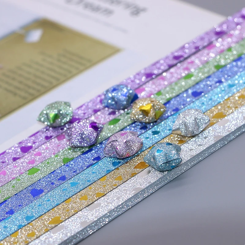 

180-200 pcs/lot Handcraft Origami Patterns Color MIX colors lucky star paper Diamond shine origami wishing Love gratitude wishes