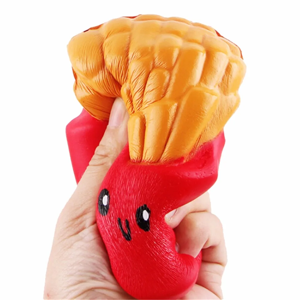 Funny Squishy Toys French Fries/Rainbow Ice Cream Elastic PU Stress Relief Antistress Squeeze 