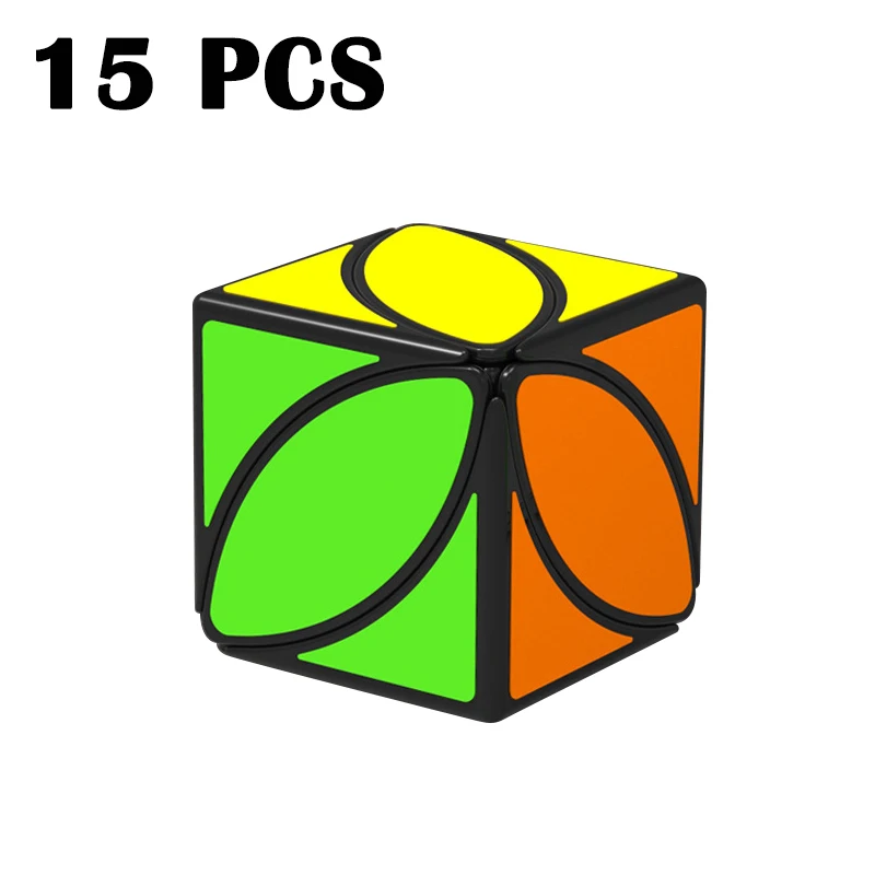 

15PCS QiYi Maple leaf Magic cube Education Toy 57mm Cubo magico Smooth Strange-shape Neo Cube Colorful Sticker Black Puzzle cube