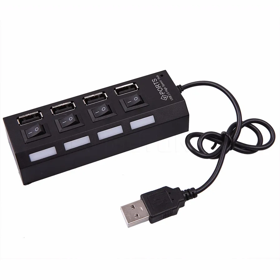 Kebidunewest микро 4 Порты и разъёмы USB Hub 2,0 Высокое Скорость USB 2,0 usb-хаб с вкл/OFF переключатель для компьютера Тетрадь планшет ноутбук