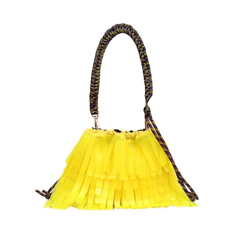 Летняя Пляжная прозрачная сумка на шнурке, женская модная брендовая дизайнерская сумка с кисточкой