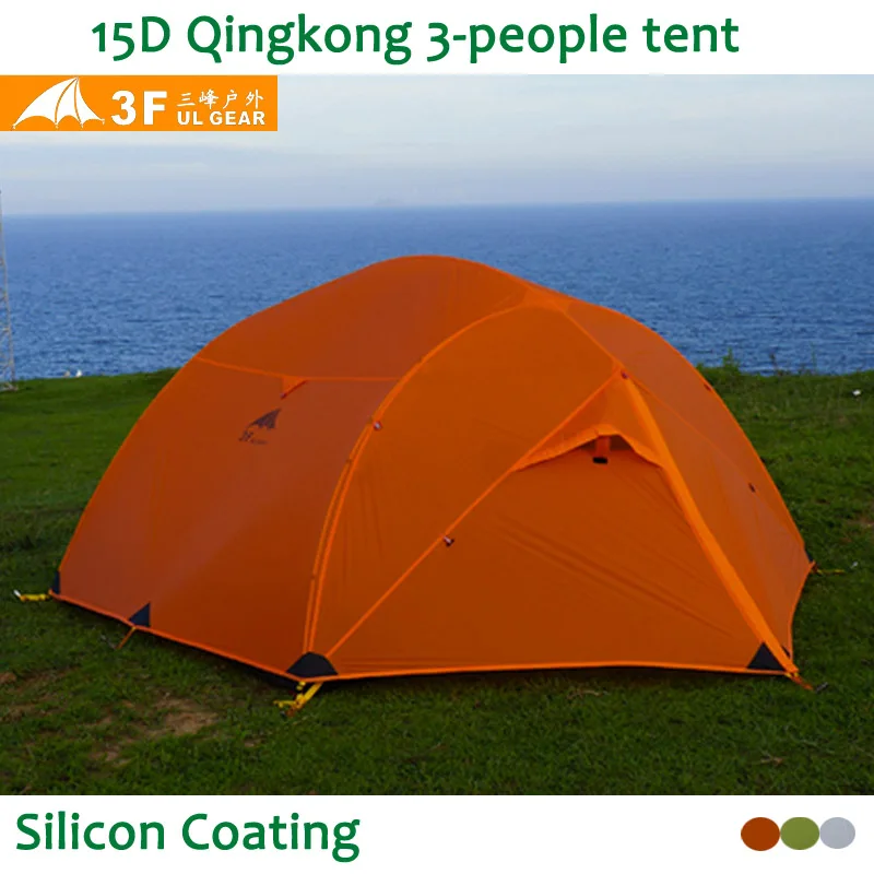 

3F UL Gear Qinkong 15D silicon Coating 3-person 4-Seasons Camping Tent with Matching Ground Sheet