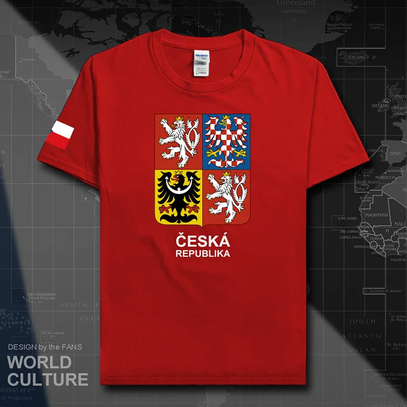 Мужские футболки в чешском стиле,, трикотажные футболки, хлопковая футболка, спортивная одежда, футболки, флаги стран, CZE 20 - Цвет: T01red