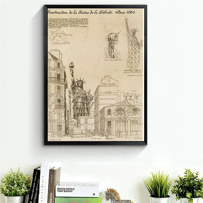 HAOCHU-Nordic-Canvas-Painting-European-Style-Living-Room-Decorative-Paintings-Retro-Caffe-Paintings-Building-Eiffel-Tower (4)