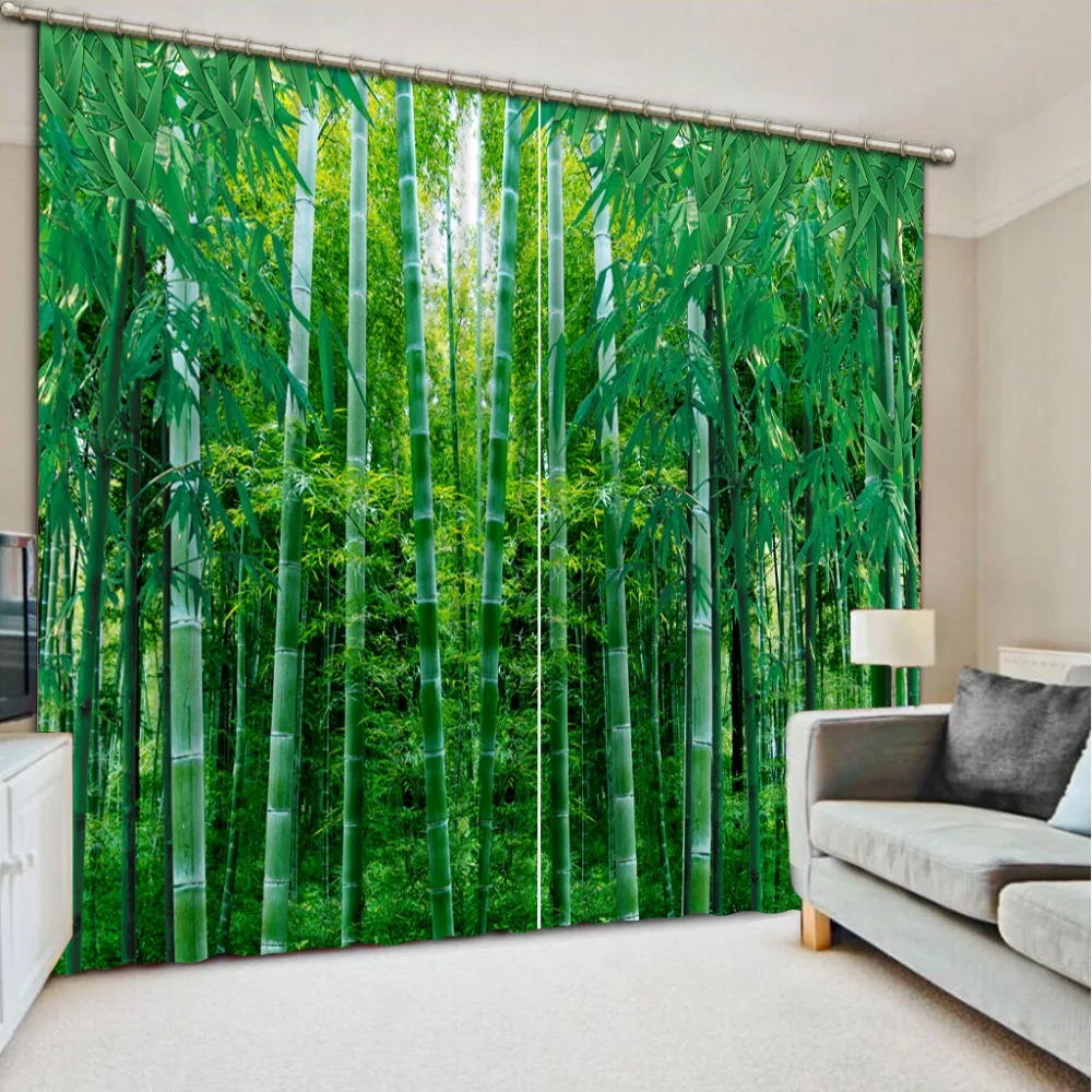 Modern 3d curtains for bedroom livingroom blackout kitchen green bamboo decoration window | Дом и сад