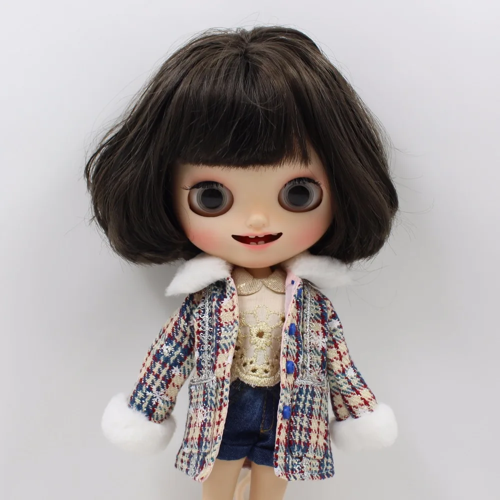 Blyth doll ледяное пальто фиолетовый зеленый клетчатая зимняя одежда