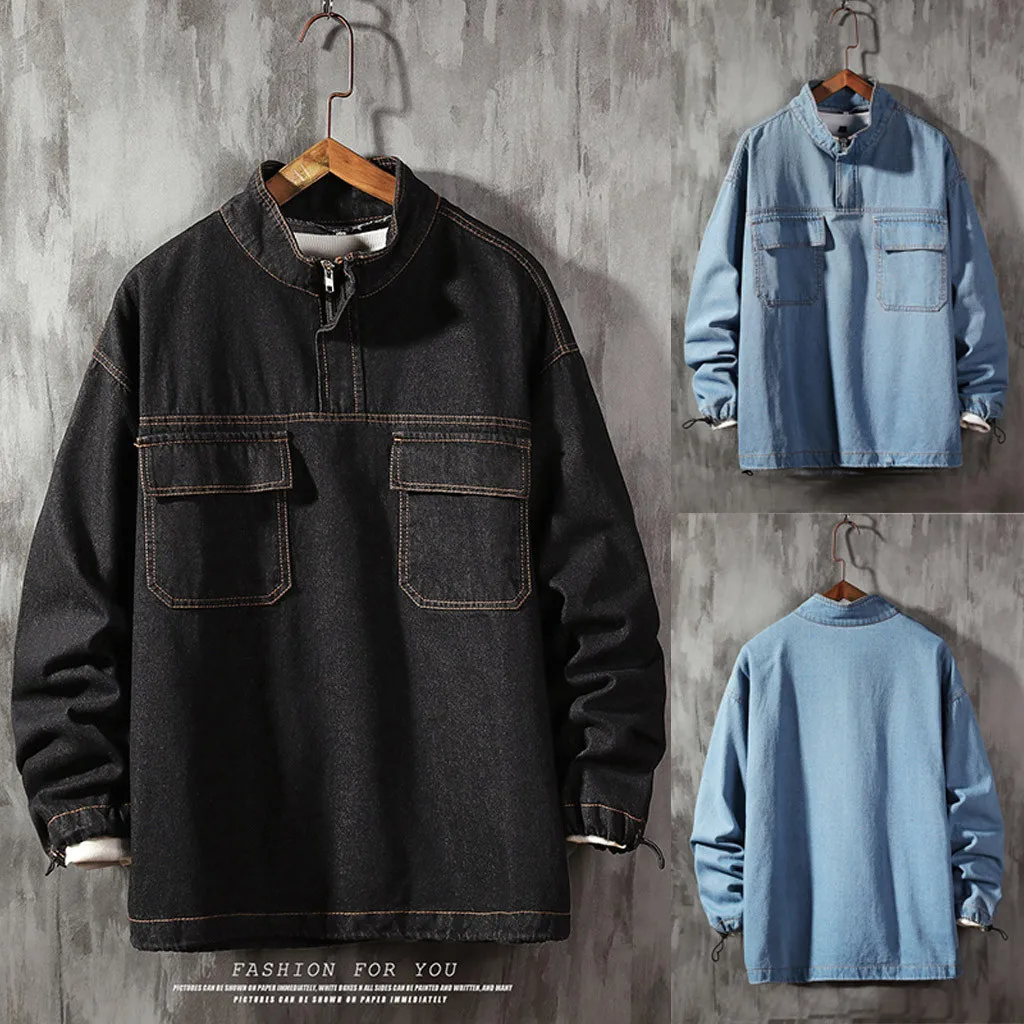 

Men's Jacket Autumn Fashion Casual Large Size Tooling Jacket Denim Jacket Top Blouse jaqueta masculino