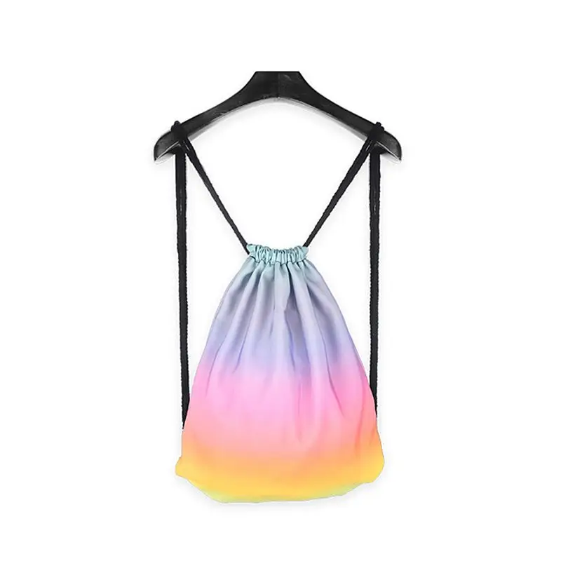 Gradient Drawstring Bag Ombre School Swimming Travel Cinch Sack Sports Backpack