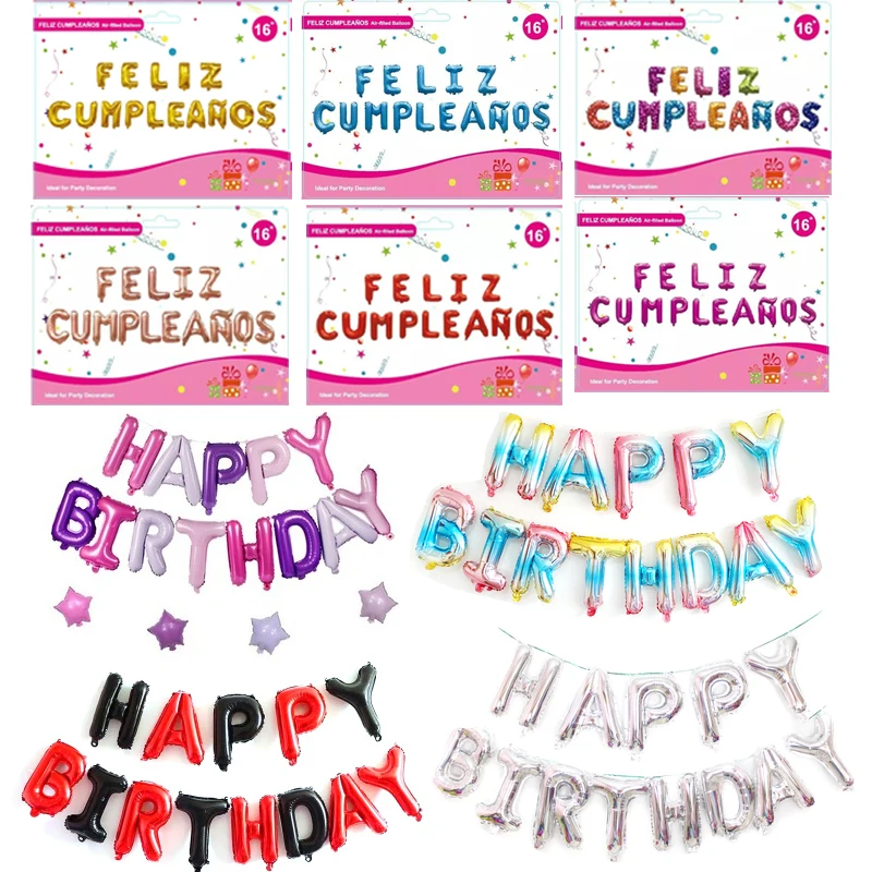 Воздушный шар из фольги FELIZ буквенный алфавит с надписью Happy Birthday|Воздушные шары и