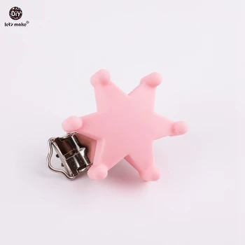 

Let's make Pink Silicone Six-pointed Star Clips Metal Nursing Pacifier Clip DIY Teething Dummy Clip Chain Baby Teether Pacifier