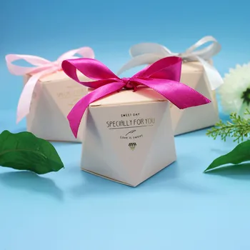 

Macarons polygon box Candy Chocolate gift packing empty Diamond boxes Romantic wedding party favor bags free shipping 100PCS