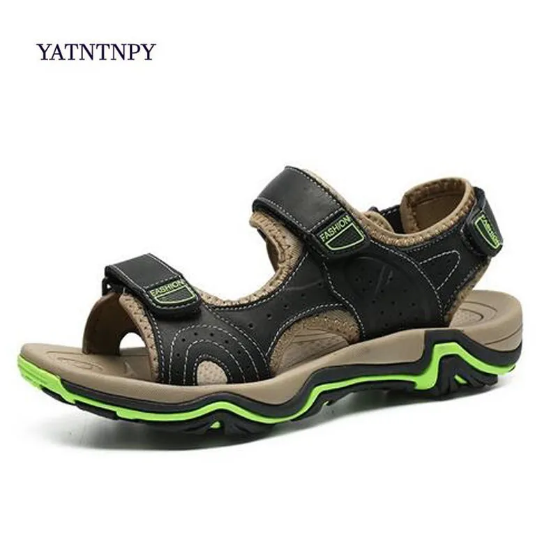 

YATNTNPY 2019 New Brand Fashion Genuine Leather Sandals Men Beach Shoes Leisure Summer Footwear Male Slipper Zapatos de hombre #